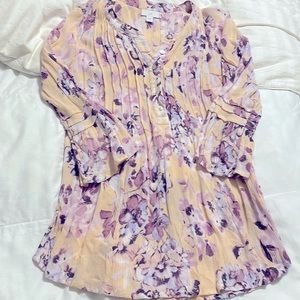 J. Jill - Beige & Lavender Floral Tunic - XS
